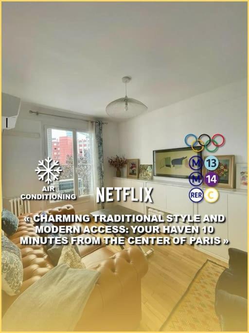 Air Conditioning - Metro 14 - Charming Traditional Style And Modern Access 10 Mn Away From Center Of Paris Клиши Екстериор снимка